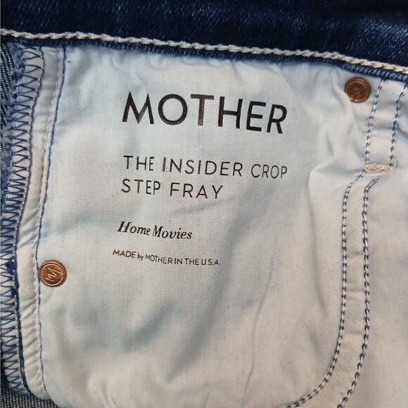 Mother SZ 25/2 The Insider Crop Step Fray Jeans Home Movies Wash Raw Hem - Picture 8 of 9